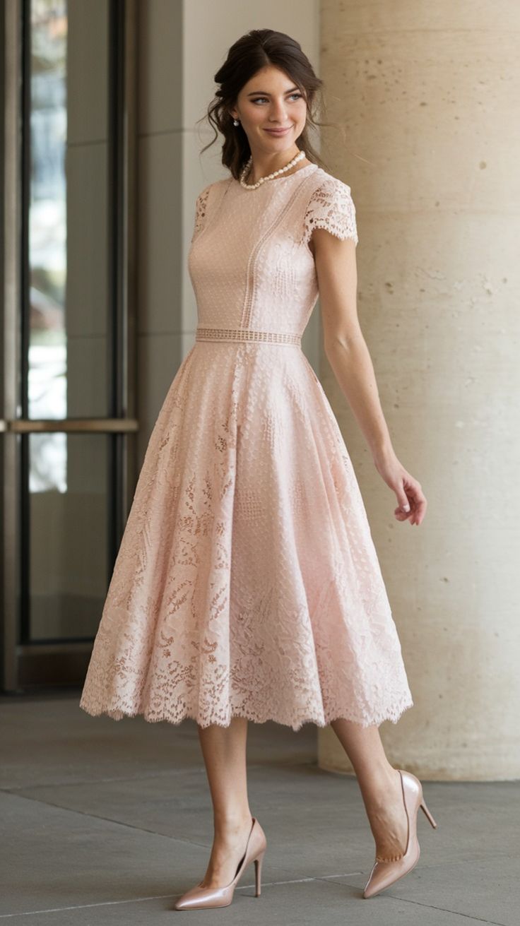 Elegant Pearl Midi Frock